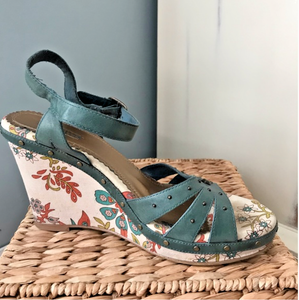 teal wedge heels