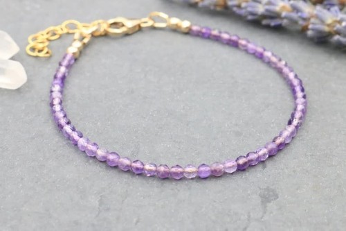 2025HOT 3MM Natural Amethyst Faceted Bead Bracelet Healing Handmade Women Gift - Picture 10 of 12
