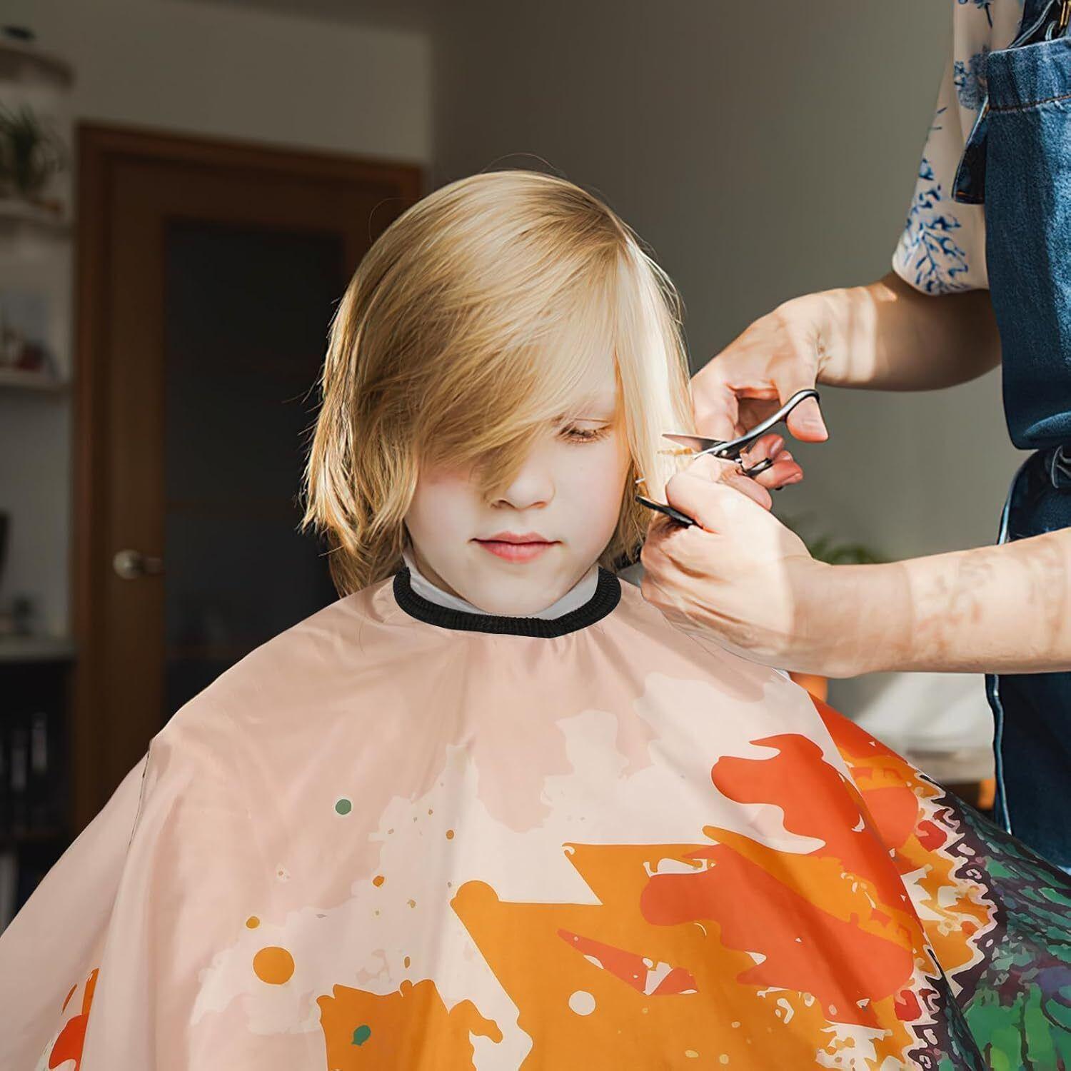 Capa De Corte De Pelo Para Ninos, Capa De Peluquero Impermeable, Gorro De Co...