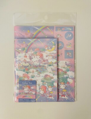 Sanrio 2020 Little Twin Stars Letter Set 12 Papers, 6 Envelopes, 6 Mini Stickers