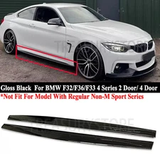 For BMW F32 F33 F36 4 Series M Sport 14-20 Gloss Black Side Skirt Extension Lip