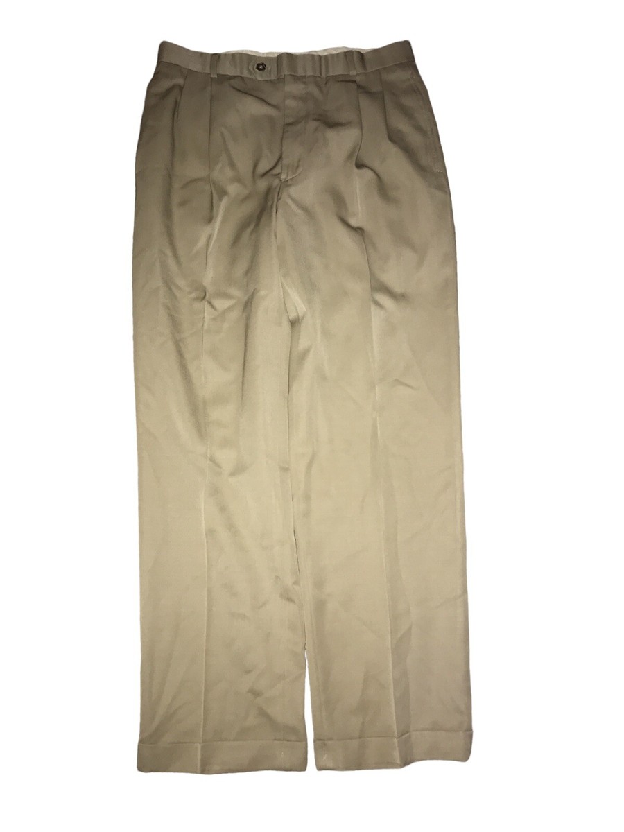 Brooks Brothers 346 Wool Pants Mens Size 33x32 Khaki Beige Dress
