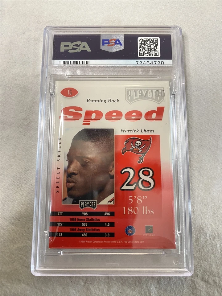 1999 Playoff Contenders SSD Football Warrick Dunn #13 PSA EX 5 Tampa Bay - Image 4 of 4