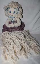 Vintage Handmade 29" Mop Head Rag Doll by Sally Tice : Mop Head Cloth Doll