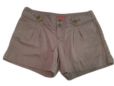 Elle Shorts Womens Size 4 Gray Pleated Cuffed Sho636N Cotton 4  Inseam