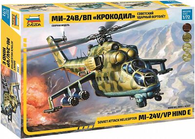 Zvezda ZV7293 Soviet Attack Helicopter MI-24V/VP HIND E, Model Kit Scale 1/72