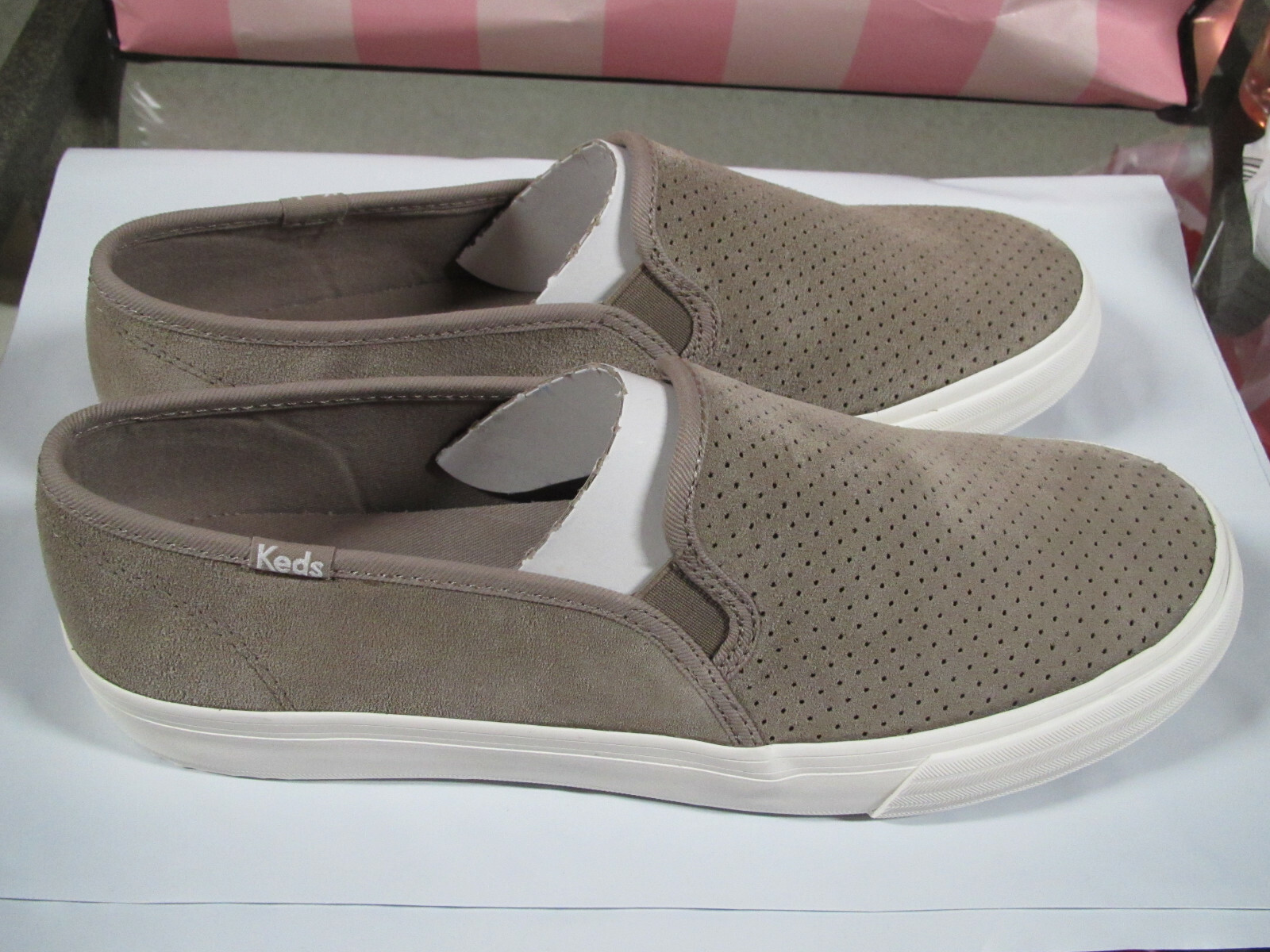 keds double decker slip on taupe