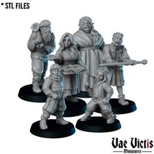 6pc Townsfolk NPC Set - 28mm 32mm DnD Miniature  Dungeons and Dragons Mini