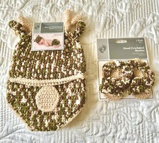 Newborn 3pc Crochet Camo Deer Set Size 0-9 Months Hat, Diaper Cover, Booties 
