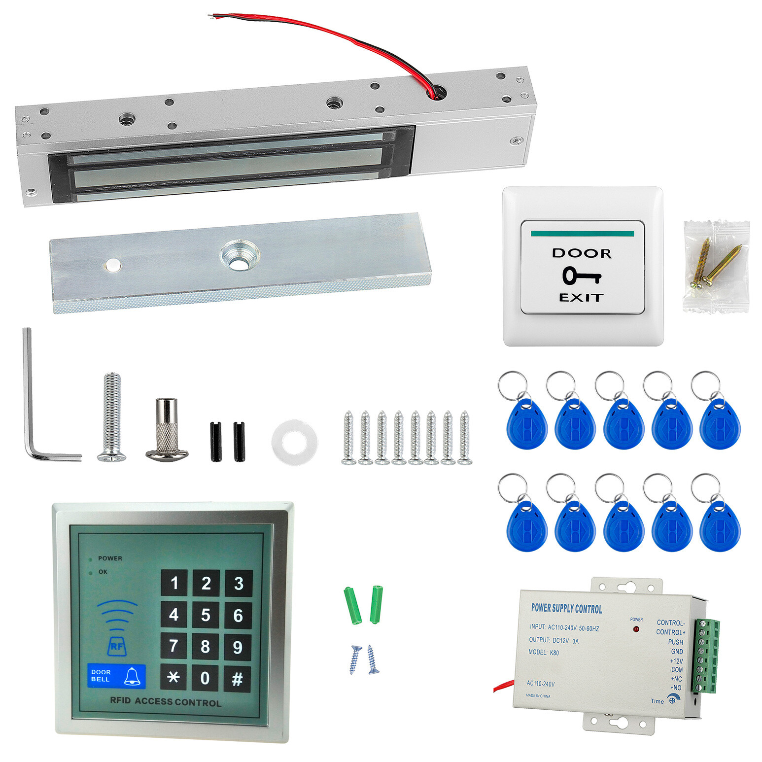 RFID Reader Keypad Access Control 280kg 617lb Electro Magnet