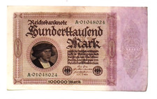 1922 Germany Weimar Republic Huge 100.000  Mark Banknote