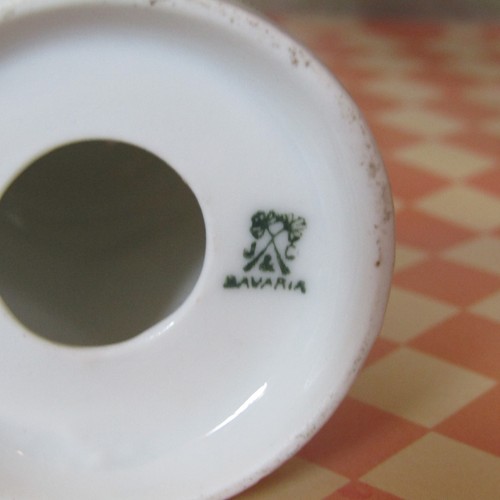 Antica porcellana floreale Edwarian Sale Shakers Preferita Baviera Blu Rosa Oro - Foto 8 di 9