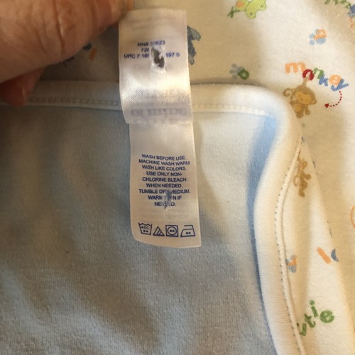 Carter's Blue Child of Mine Baby Blanket Lovable Cutie ABC Monkey Frog Ant Bug - Picture 4 of 4