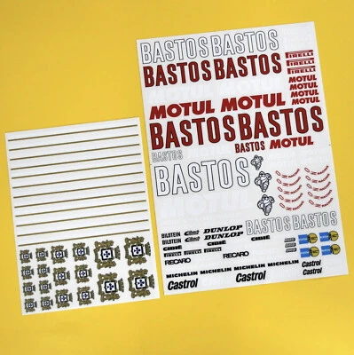 RC 10th 1:10 escala 'BASTOS' logos RALLY drift stickers calcomanías 6R4 Escort etc.