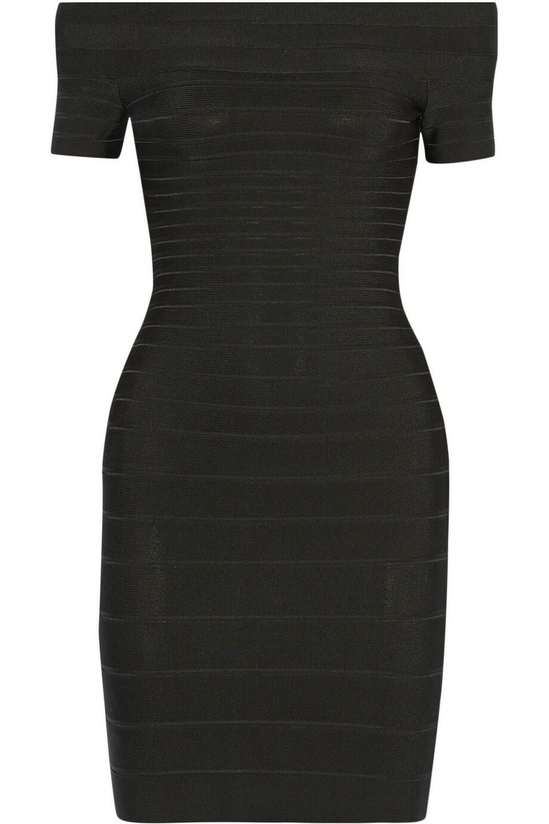 NWT Authentic Herve Leger “CARMEN” XS Black Off-Shoulder Bandage