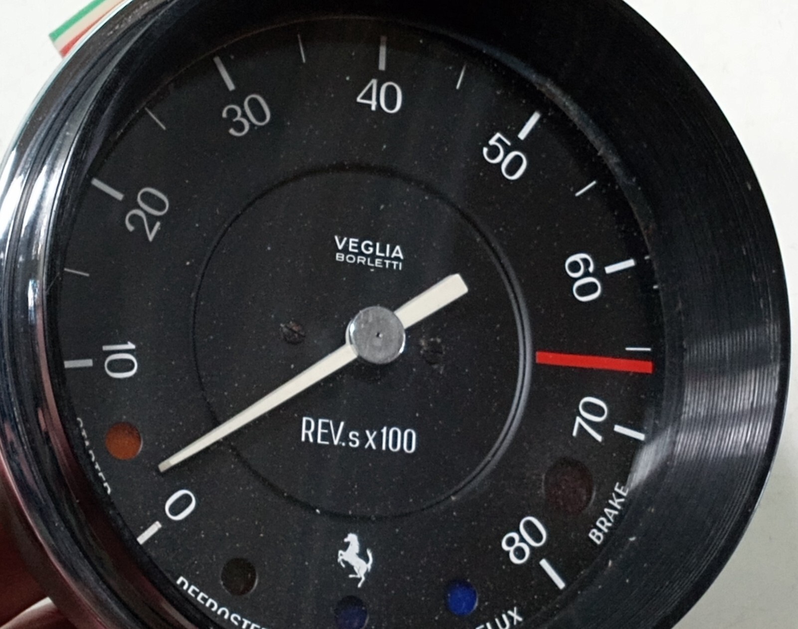 Ferrari 275  Dashboard Tachometer Gauge_Veglia Rev Counter_Chrome Bezel_GTB GTS