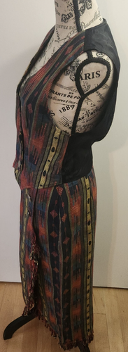 Vtg panhandle slim Western Serape Long Wrap Skirt vest 2pc Set cowgirl rodeo - Picture 17 of 20