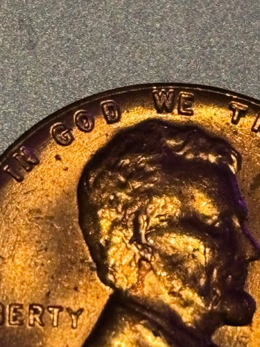 1960 Lincoln Penny No Mint Mark - Errors On Top Rim, "L&W" On Edge - Picture 6 of 7