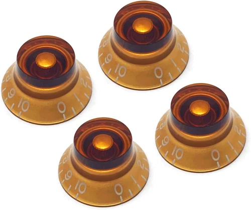 Amber Top Hat Bell Knobs Compatible with Gibson Les Paul Electric Guitar (Set of