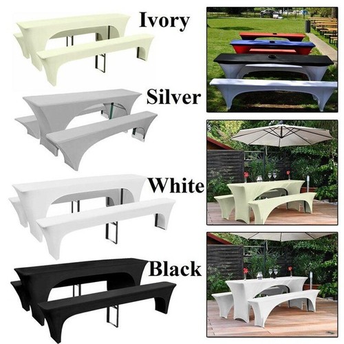 3pcs Stretch Spandex Table Cover Set Rectangular Tablecloth Wedding Party Decor - Picture 3 of 10