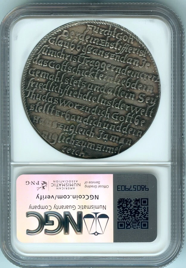 1671 GERMANY SAXE-NEW-GOTHA TALER (MARRIAGE OF BERNHARD) VERY RARE NGC-AU. - Image 2 of 2