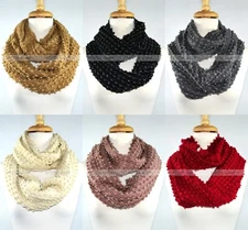 Gold Thread String Flashing Knit Infinity Winter Scarf Elastic Warm Circle Loop