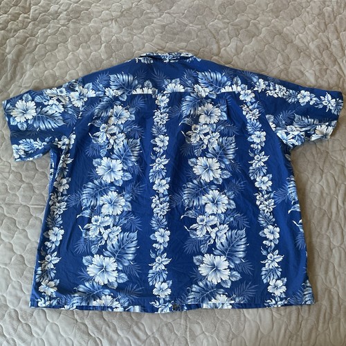 KY'S Mens Hawaiian Shirt 3XL Tropical Floral Lei Tiki Made in Hawaii XXXL- Blue - Picture 12 of 13