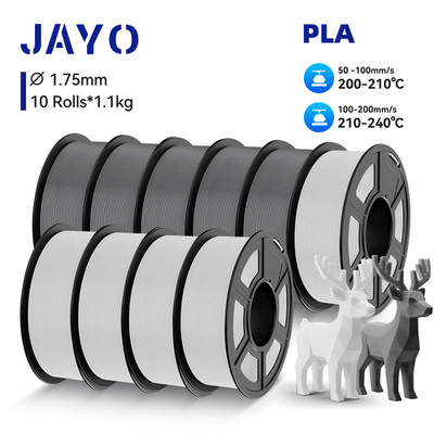 JAYO 10KG PLA 3D Printer Filament PLA 5Gray 5White 1.75mm 1.1KG/Spool Smooth