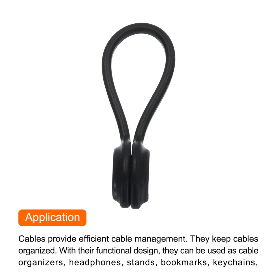 Magnetische Kabelclips 4,3" x 0,6" Schwarze Organisatoren Kabelbinder, 10 Stück - Bild 4 von 4