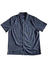 Tommy Bahama 100 Silk Camp Shirt Navy Embroidered Floral Tropical XL Vacation