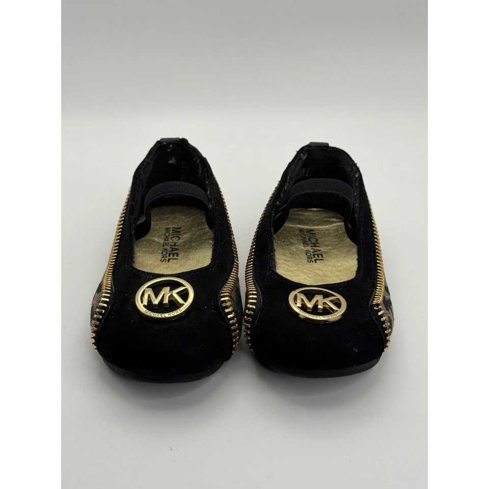 Michael Kors Girls Baby Emalyn BLACK & Gold Ballet Flats Sz 6 Without Box - Image 3 of 4