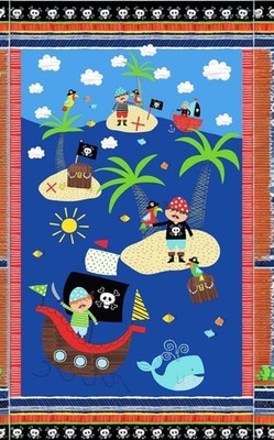 Treasure Island Cotton Fabric Pirates  Timeless Treasures By the Panel Bolt End 