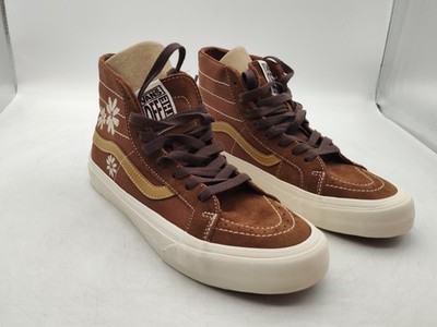 Vans-Brown Painted Floral-Sk8-Hi Top-38 Decon-Shoes-Size Womens 10/Men's 8.5-NEW