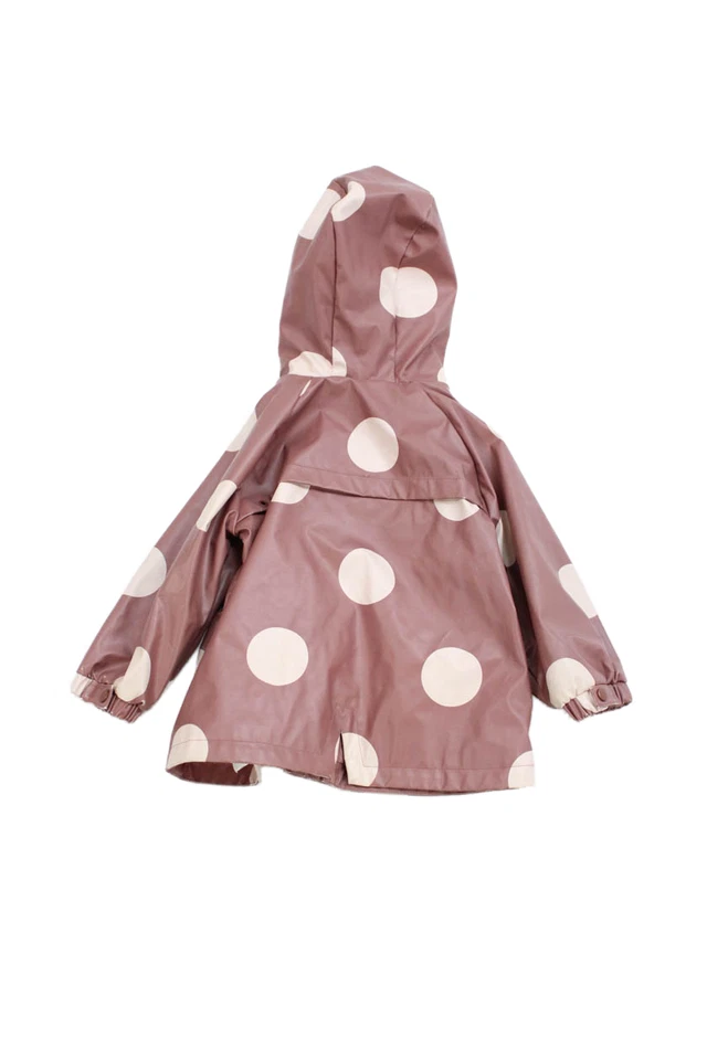 Zara Girls Front Zip Hooded Polka Dot Rain Coat Brown Pink Size 18-24 Months - Изображение 2 из 4