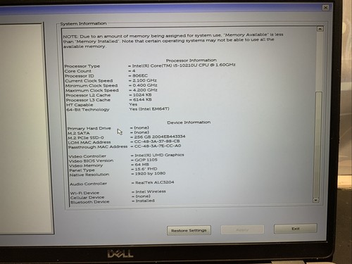 Dell Latitude 5510 i5 10th 16GB RAM Win 11 256GB SSD Laptop Notebook PC U20 - Picture 7 of 17