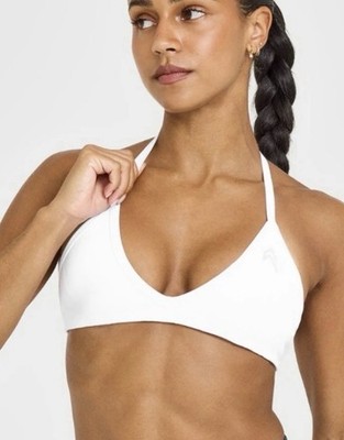 NWT ONER ACTIVE Effortless Padded Halter Sports Bra Medium Support White M