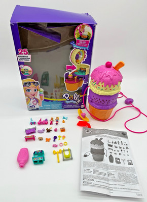 Polly Pocket Spin N Surprise Ice Cream Cone Playground 25 Surprises w/ Box -READ