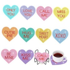 10 Pcs Valentine's Day Diamond Painting Coasters Valentine's Day Heart Style