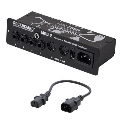 Rockboard MOD2 V2 4xTRS 2xMIDI 1xUSB Pedalboard Patchbay + IEC Power Patch Cable