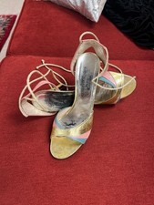 Charles Jourdan Paris Vintage Metallic Colorblock Lace-Up Sandals