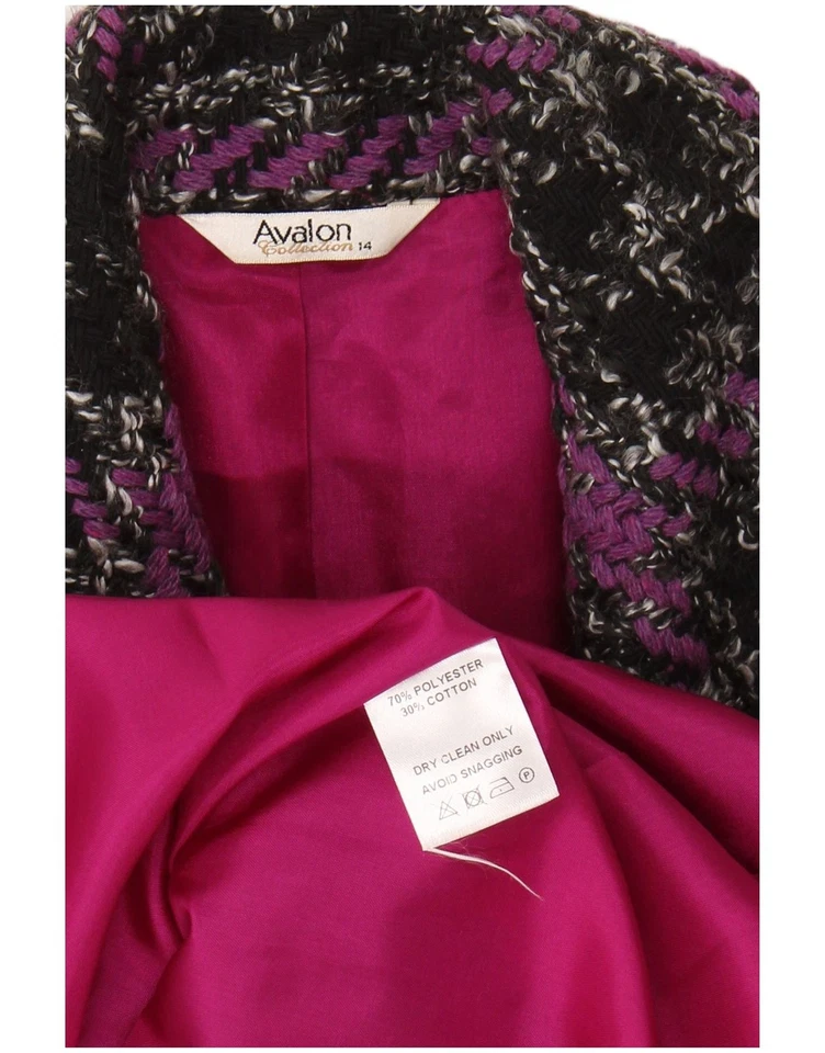 Abrigo de mujer AVALON UK 14 grande púrpura a cuadros poliéster QH05 Foto 3 de 3