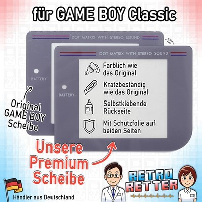   Premium Display Scheibe - GameBoy Classic Grau - LCD Bildschirm Ersatz Front