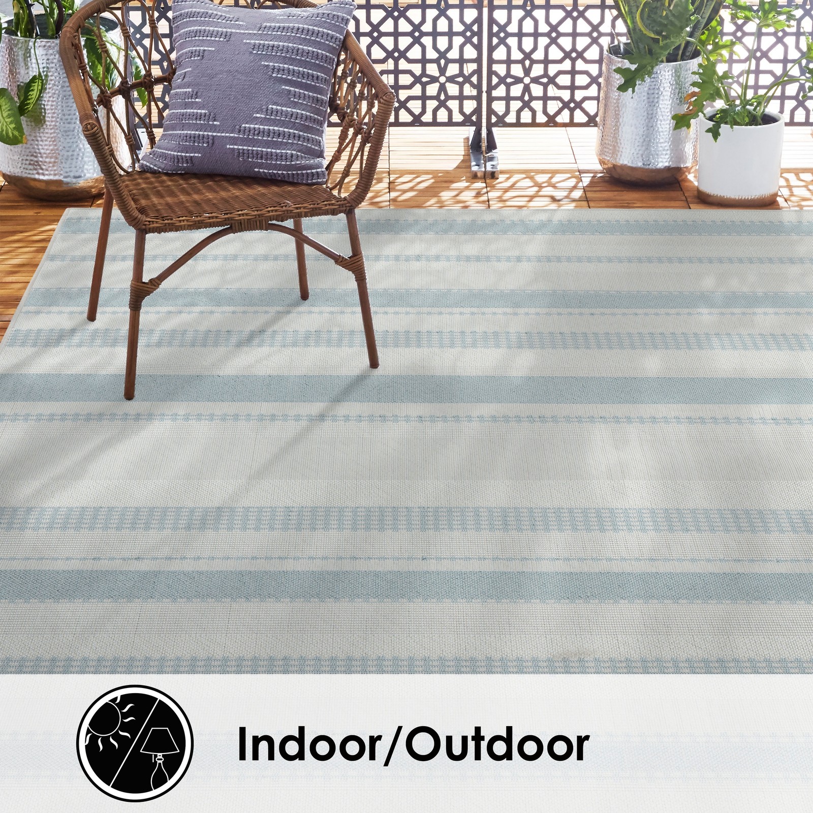 Home Dynamix Tripoli Mateo Blue Cream Indoor Outdoor Rug 5x7 Feet