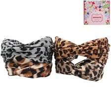 4 PCS Wide Knotted Headbands Leopard Pattern Women Fashion Hair Bands Print