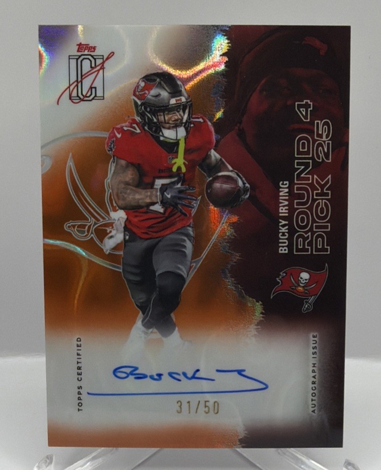 2025 Topps Signature Class Bucky Irving Auto /50 Orange Lava Refractor