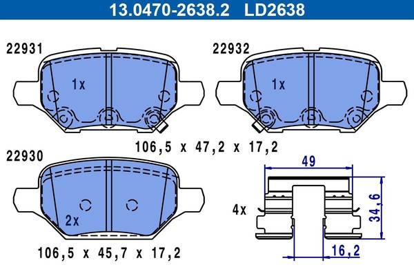 ATE BremsbelÄGe Bremsbelagsatz Hinten Passend FüR Opel Mokka 10 Chevrolet Trax-image