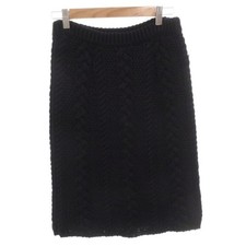Thom Browne Knit Skirt Cable Easy Rubber Waist Cotton Knee Length Navy ff Used d