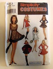 Simplicity 9313 Adult Costume Pattern-Cat-Cop-Vamp-Devil-Bride-Women 14-20-Uncut