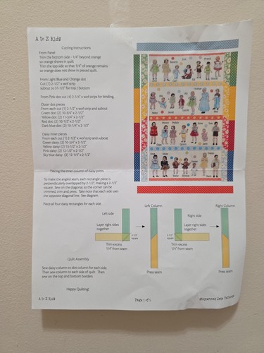 American Jane Moda Hop Skip Jump Cotton Fabric Panel 23" x 45" & A to Z Pattern - Picture 13 of 15