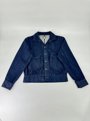 Black Sign Japan Selvedge Denim Naval Shawl Collar Buckleback Jacket Size 38